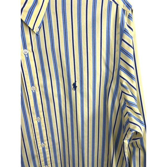 Ralph Lauren Custom Fit Yellow & Blue Striped Button-Down Shirt - Picture 5 of 9